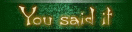You said it